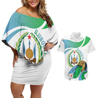 Personalized Djibouti Independence Day Couples Matching Off Shoulder Short Dress and Hawaiian Shirt Midnimo Sinnaan Nabad