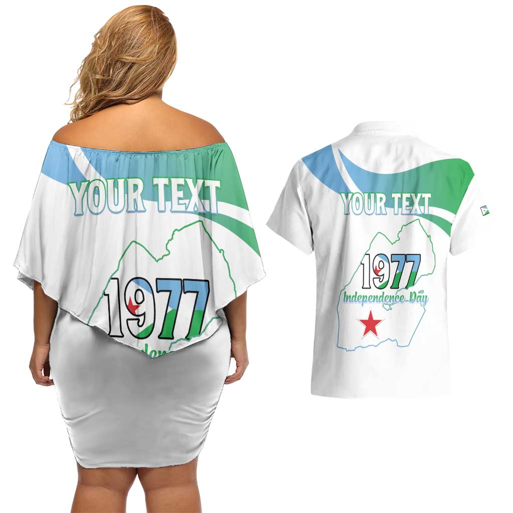 Personalized Djibouti Independence Day Couples Matching Off Shoulder Short Dress and Hawaiian Shirt Midnimo Sinnaan Nabad