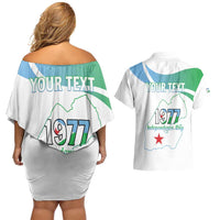Personalized Djibouti Independence Day Couples Matching Off Shoulder Short Dress and Hawaiian Shirt Midnimo Sinnaan Nabad