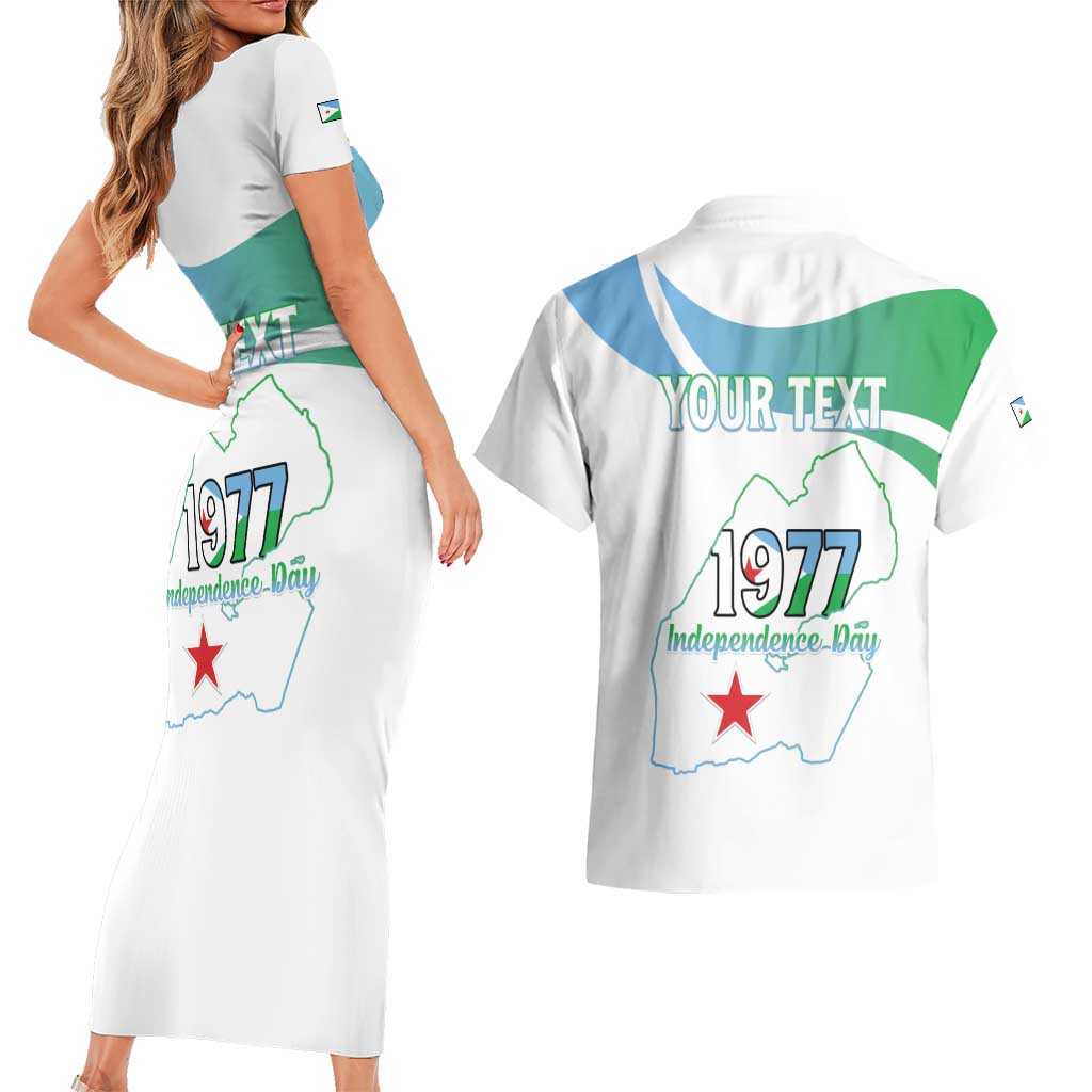 Personalized Djibouti Independence Day Couples Matching Short Sleeve Bodycon Dress and Hawaiian Shirt Midnimo Sinnaan Nabad