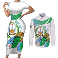 Personalized Djibouti Independence Day Couples Matching Short Sleeve Bodycon Dress and Long Sleeve Button Shirt Midnimo Sinnaan Nabad