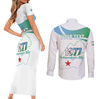Personalized Djibouti Independence Day Couples Matching Short Sleeve Bodycon Dress and Long Sleeve Button Shirt Midnimo Sinnaan Nabad