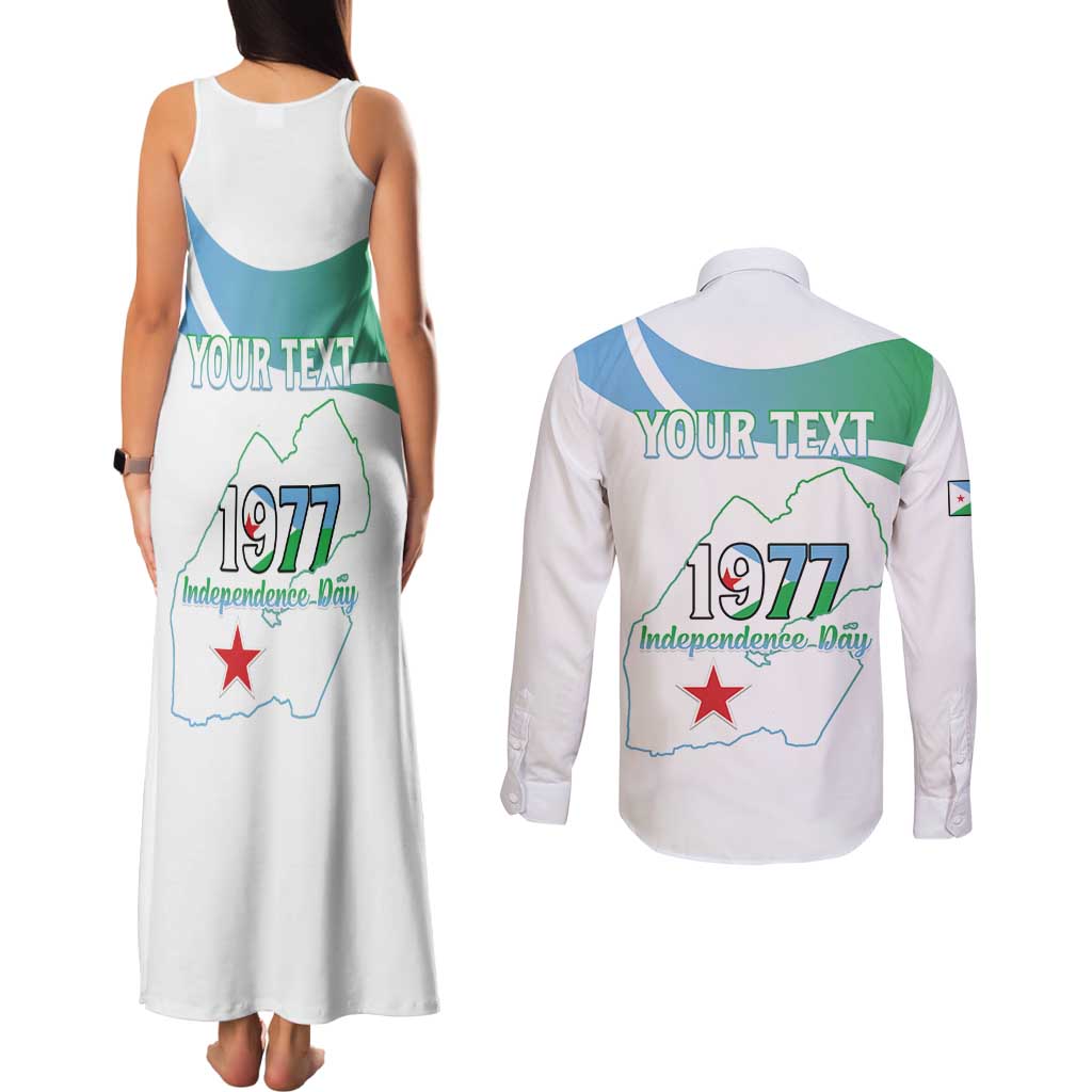 Personalized Djibouti Independence Day Couples Matching Tank Maxi Dress and Long Sleeve Button Shirt Midnimo Sinnaan Nabad