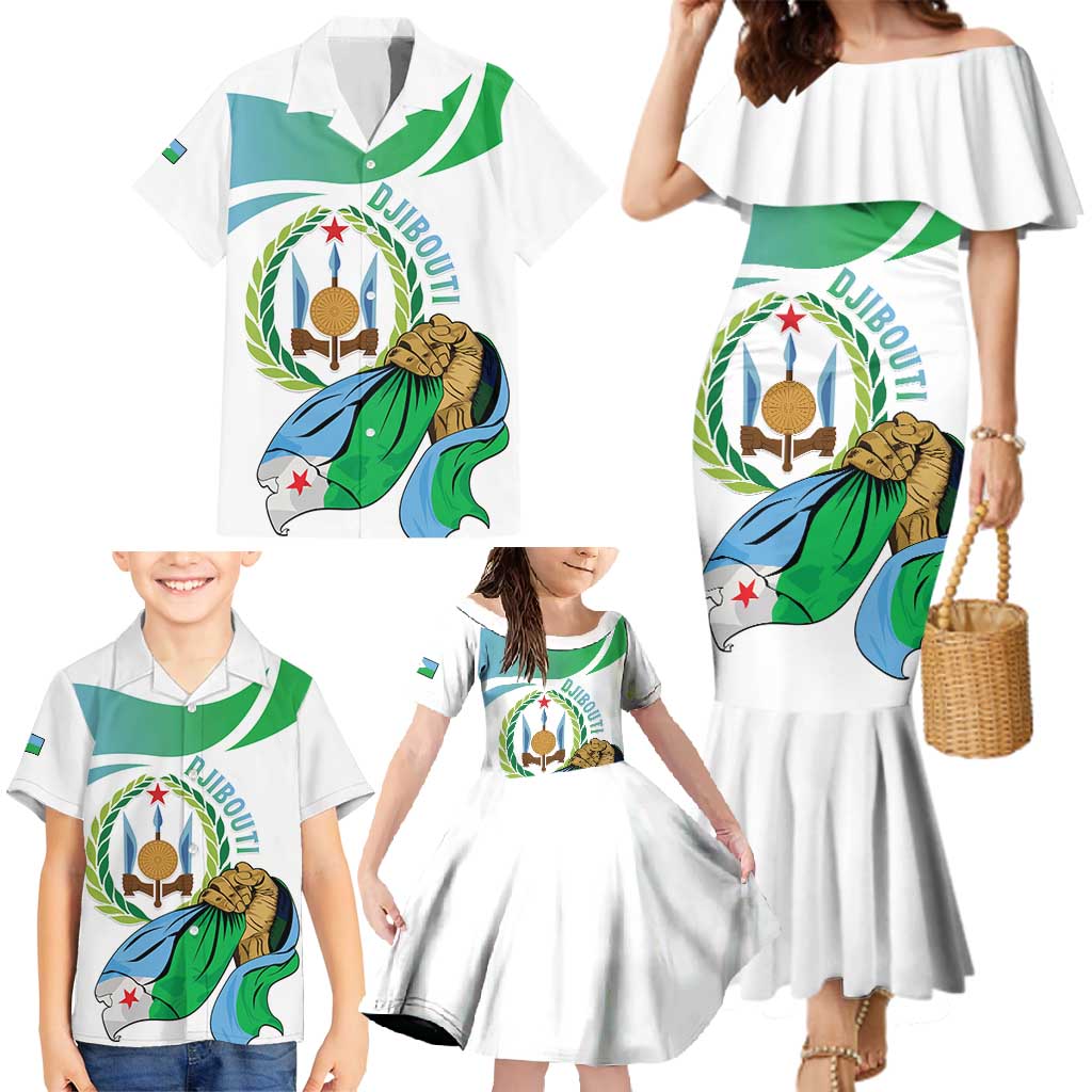 Personalized Djibouti Independence Day Family Matching Mermaid Dress and Hawaiian Shirt Midnimo Sinnaan Nabad