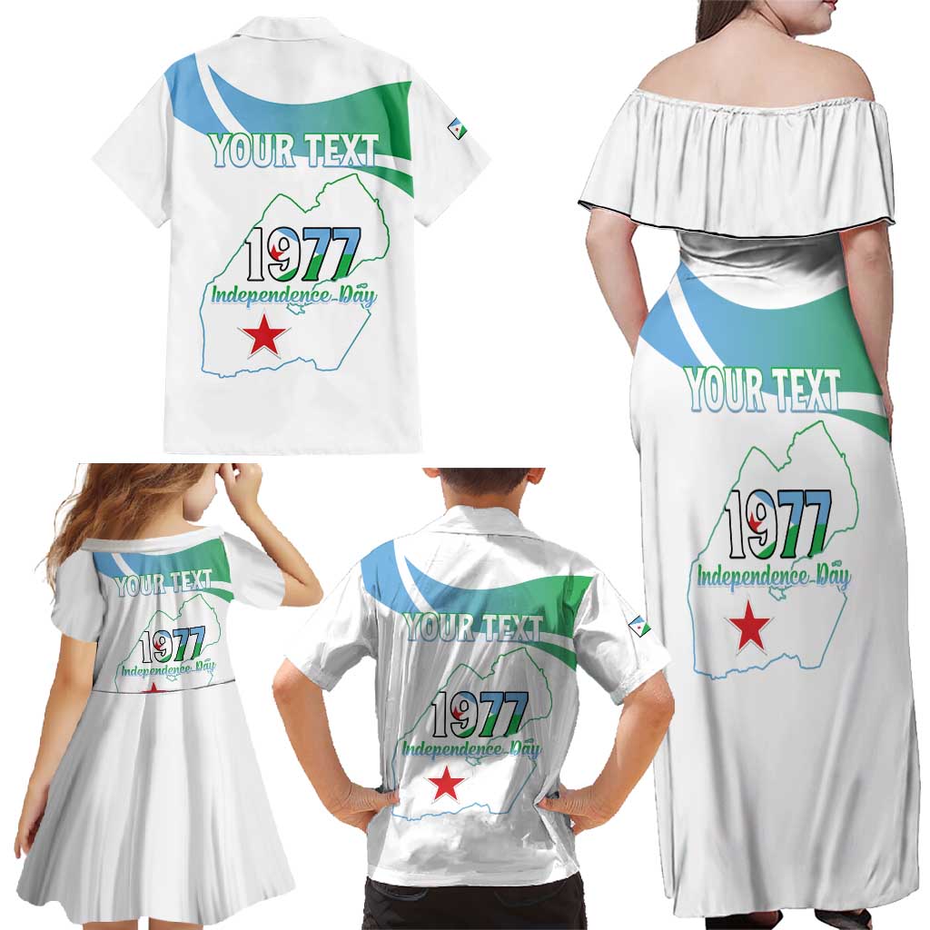 Personalized Djibouti Independence Day Family Matching Off Shoulder Maxi Dress and Hawaiian Shirt Midnimo Sinnaan Nabad
