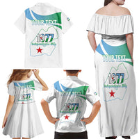Personalized Djibouti Independence Day Family Matching Off Shoulder Maxi Dress and Hawaiian Shirt Midnimo Sinnaan Nabad
