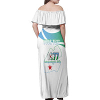 Personalized Djibouti Independence Day Family Matching Off Shoulder Maxi Dress and Hawaiian Shirt Midnimo Sinnaan Nabad