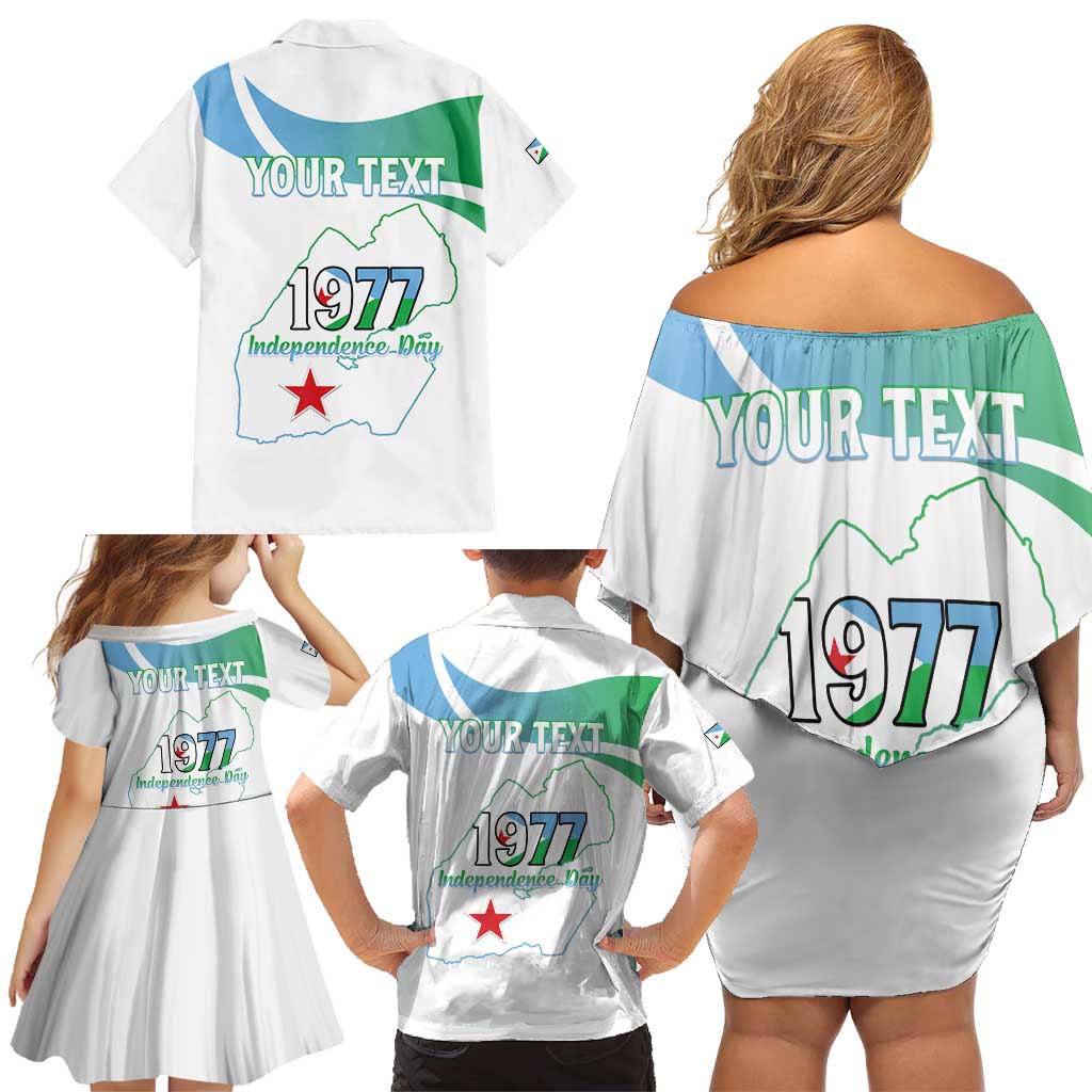 Personalized Djibouti Independence Day Family Matching Off Shoulder Short Dress and Hawaiian Shirt Midnimo Sinnaan Nabad