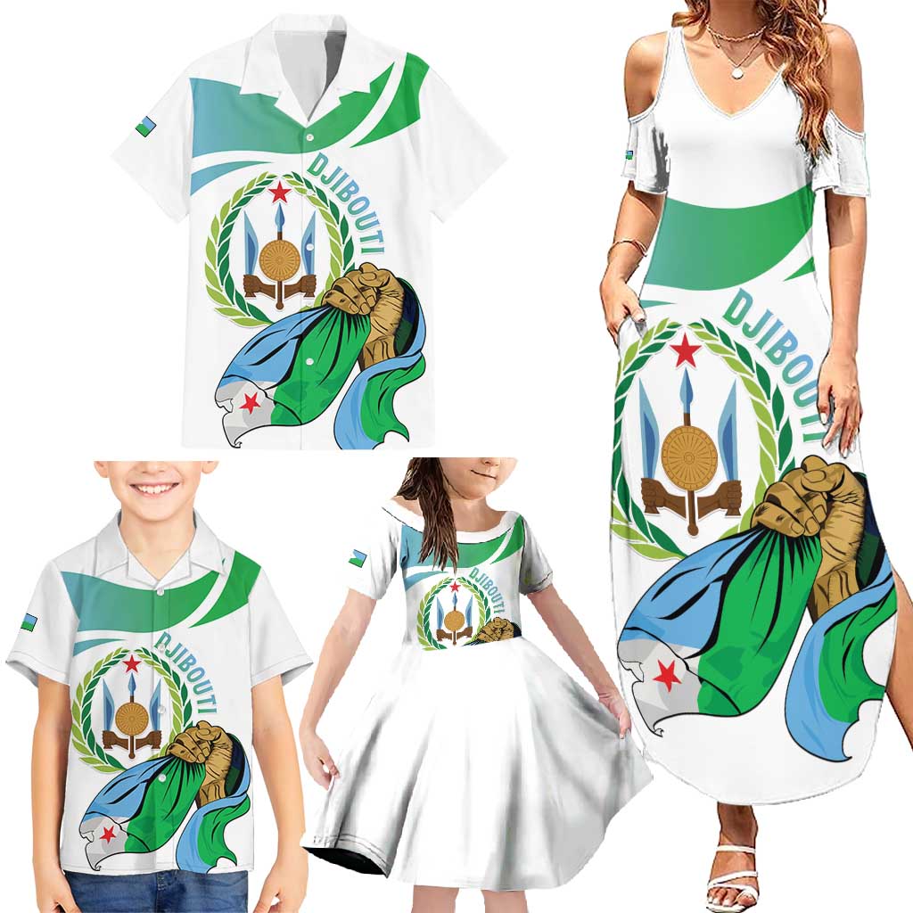 Personalized Djibouti Independence Day Family Matching Summer Maxi Dress and Hawaiian Shirt Midnimo Sinnaan Nabad