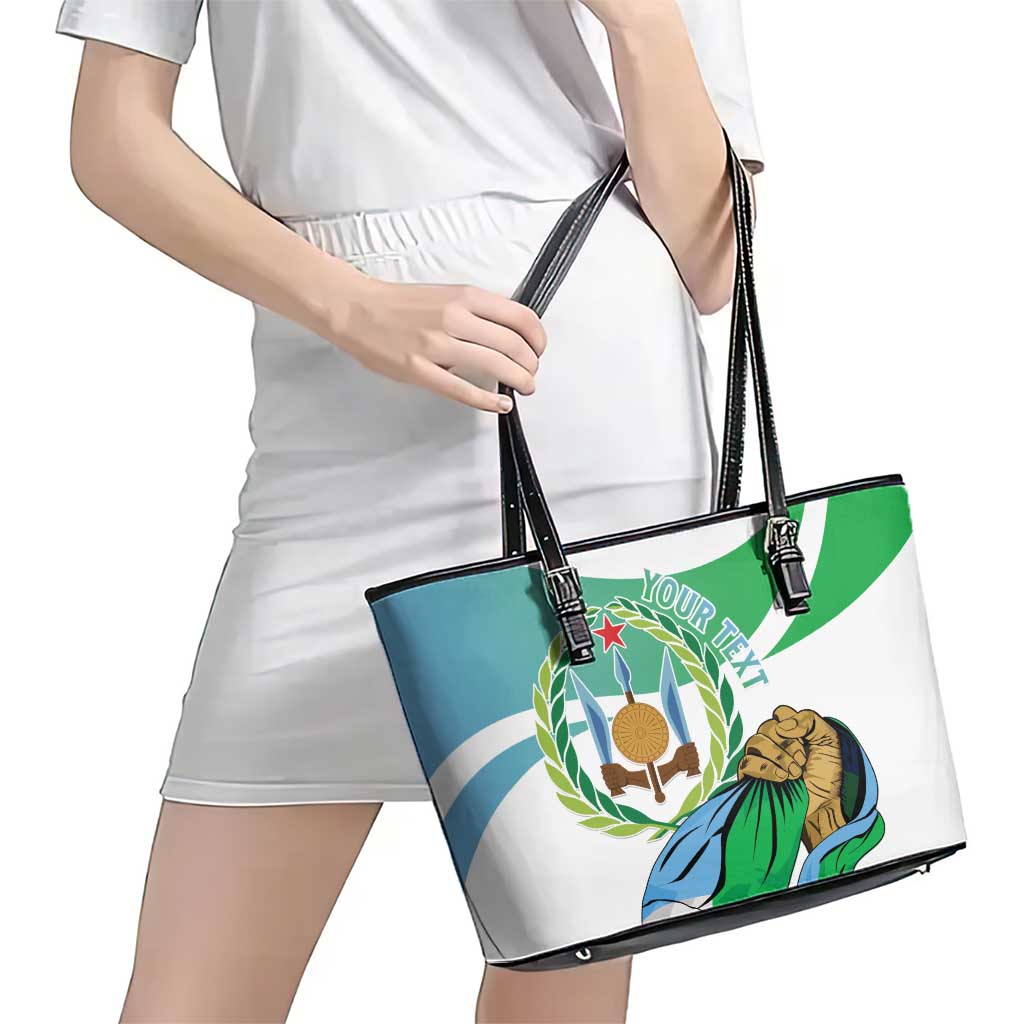 Personalized Djibouti Independence Day Leather Tote Bag Midnimo Sinnaan Nabad