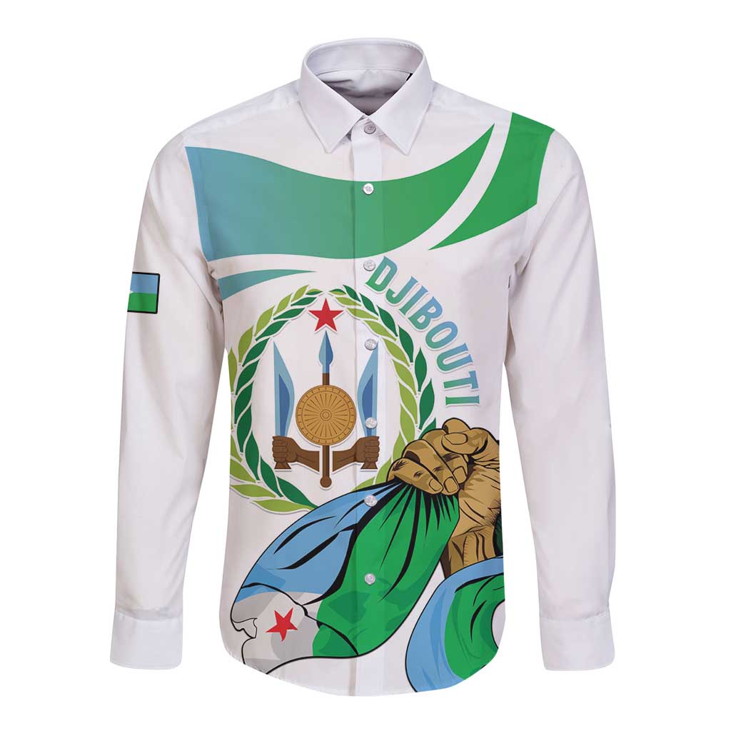 Personalized Djibouti Independence Day Long Sleeve Button Shirt Midnimo Sinnaan Nabad