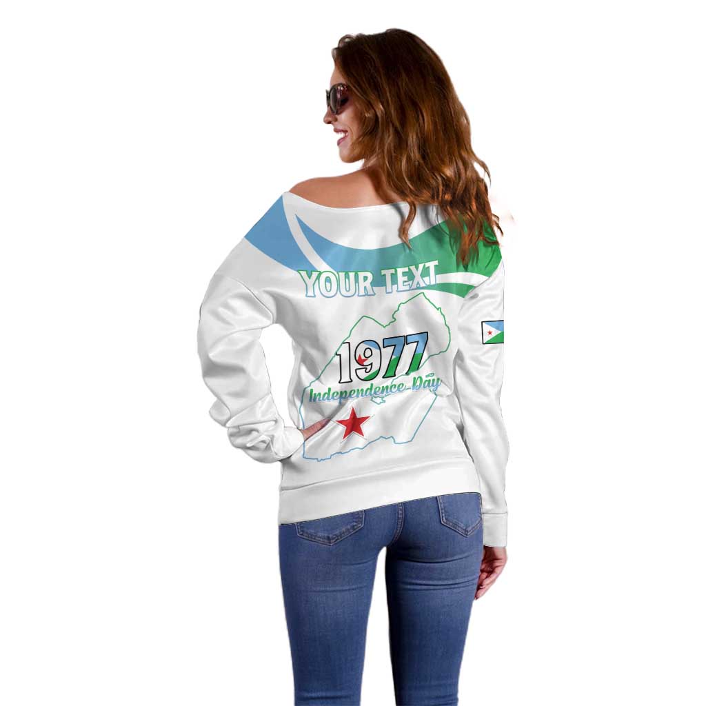 Personalized Djibouti Independence Day Off Shoulder Sweater Midnimo Sinnaan Nabad