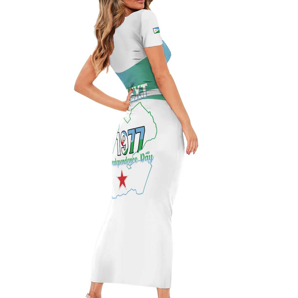 Personalized Djibouti Independence Day Short Sleeve Bodycon Dress Midnimo Sinnaan Nabad