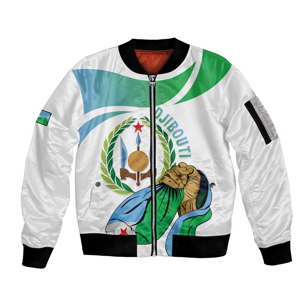 Personalized Djibouti Independence Day Sleeve Zip Bomber Jacket Midnimo Sinnaan Nabad