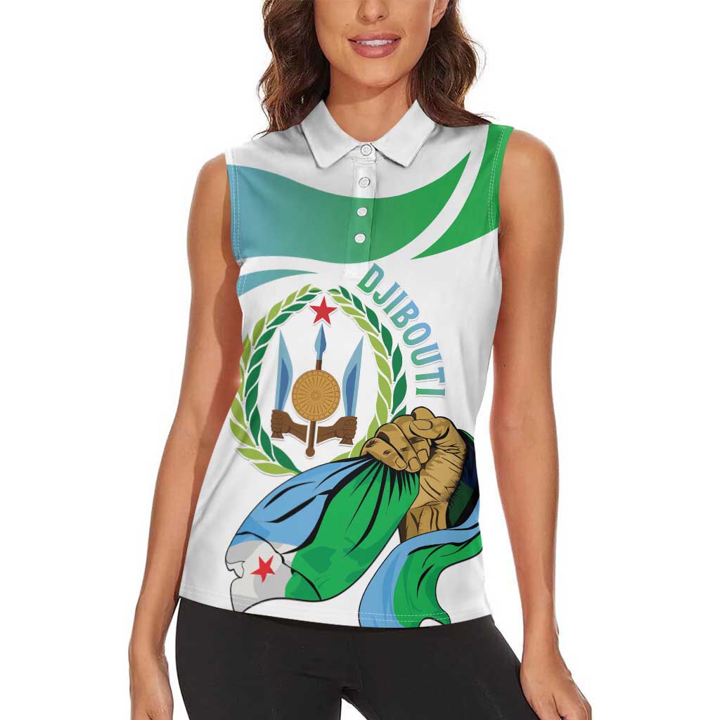 Personalized Djibouti Independence Day Women Sleeveless Polo Shirt Midnimo Sinnaan Nabad