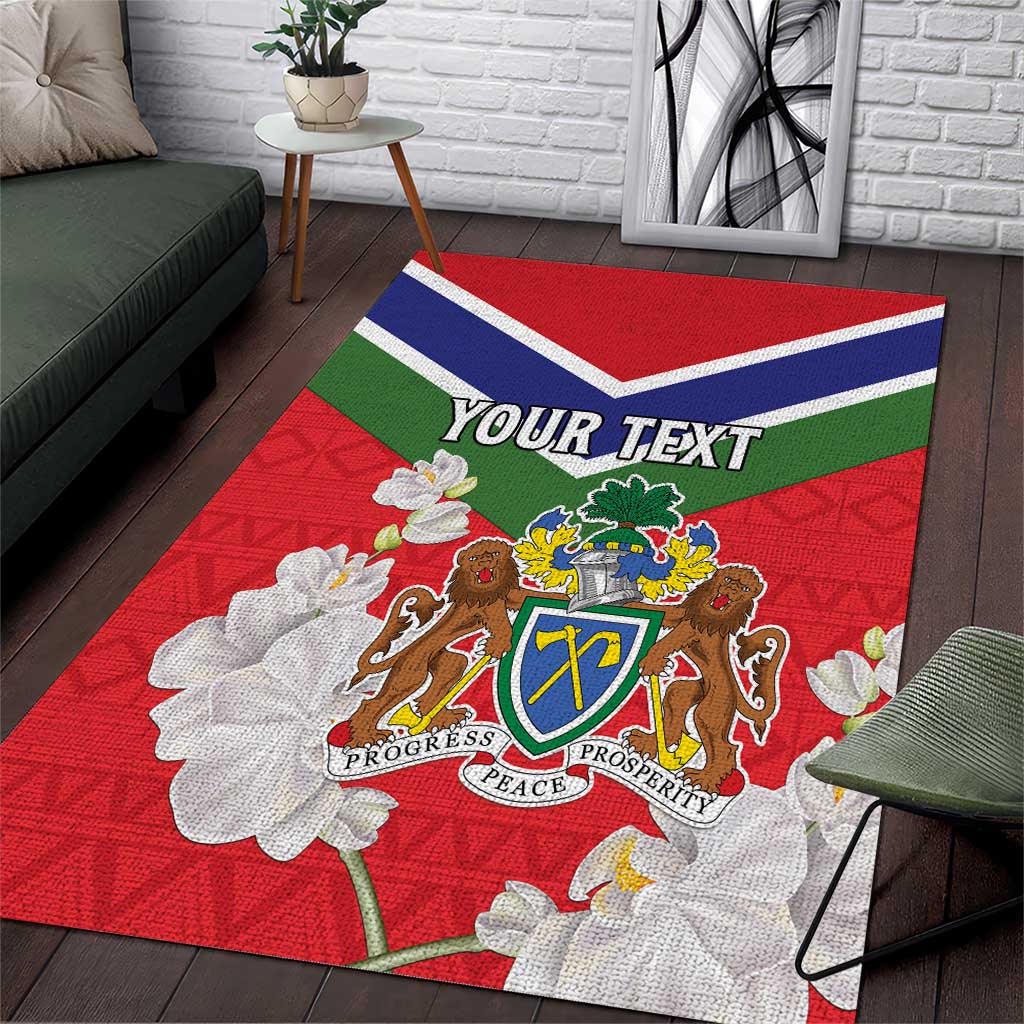Personalized Gambia Area Rug Coat Of Arms White Variety Orchid