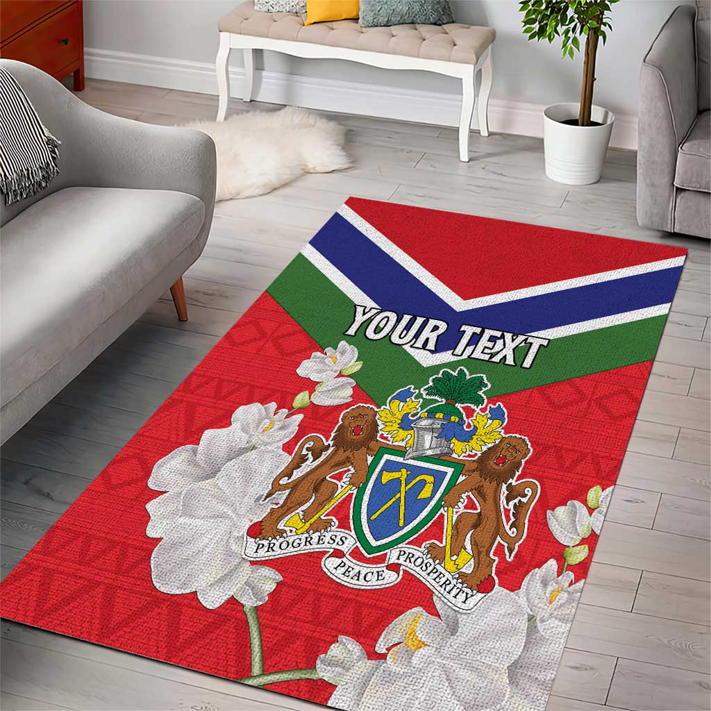 Personalized Gambia Area Rug Coat Of Arms White Variety Orchid