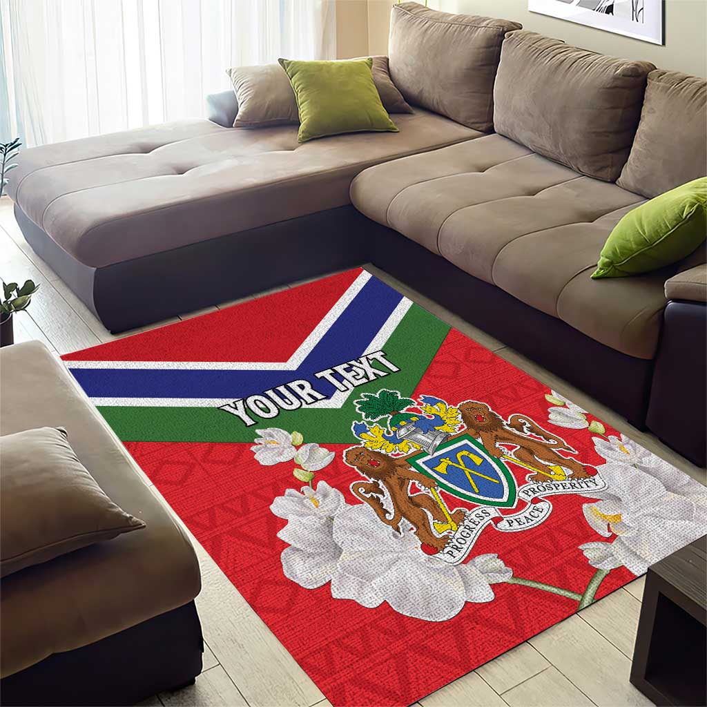Personalized Gambia Area Rug Coat Of Arms White Variety Orchid