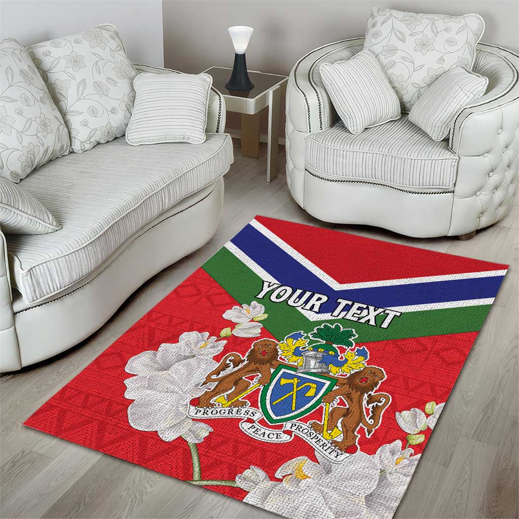 Personalized Gambia Area Rug Coat Of Arms White Variety Orchid