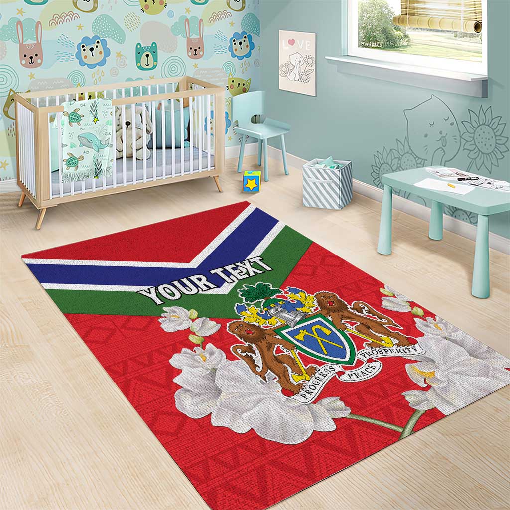 Personalized Gambia Area Rug Coat Of Arms White Variety Orchid