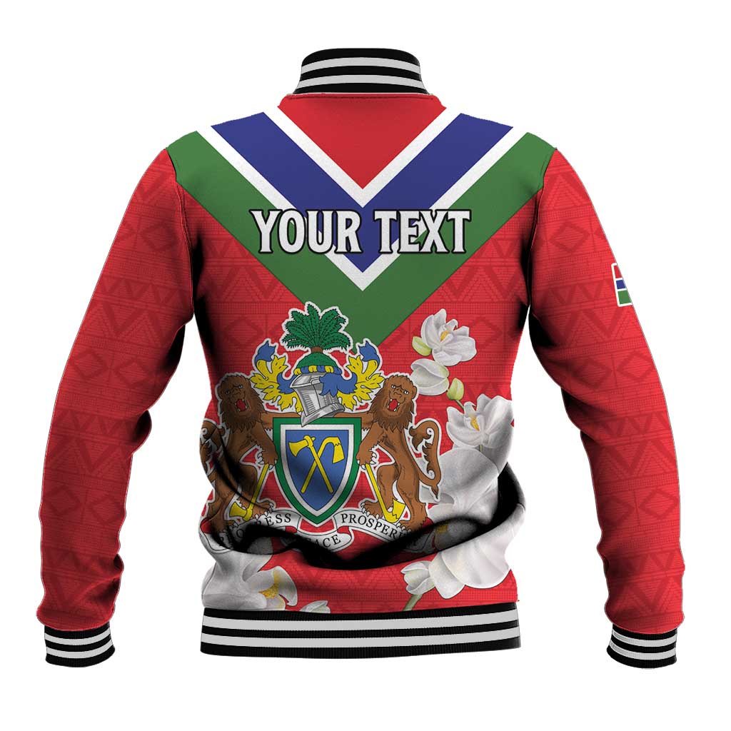 Personalized Gambia Baseball Jacket Coat Of Arms White Variety Orchid