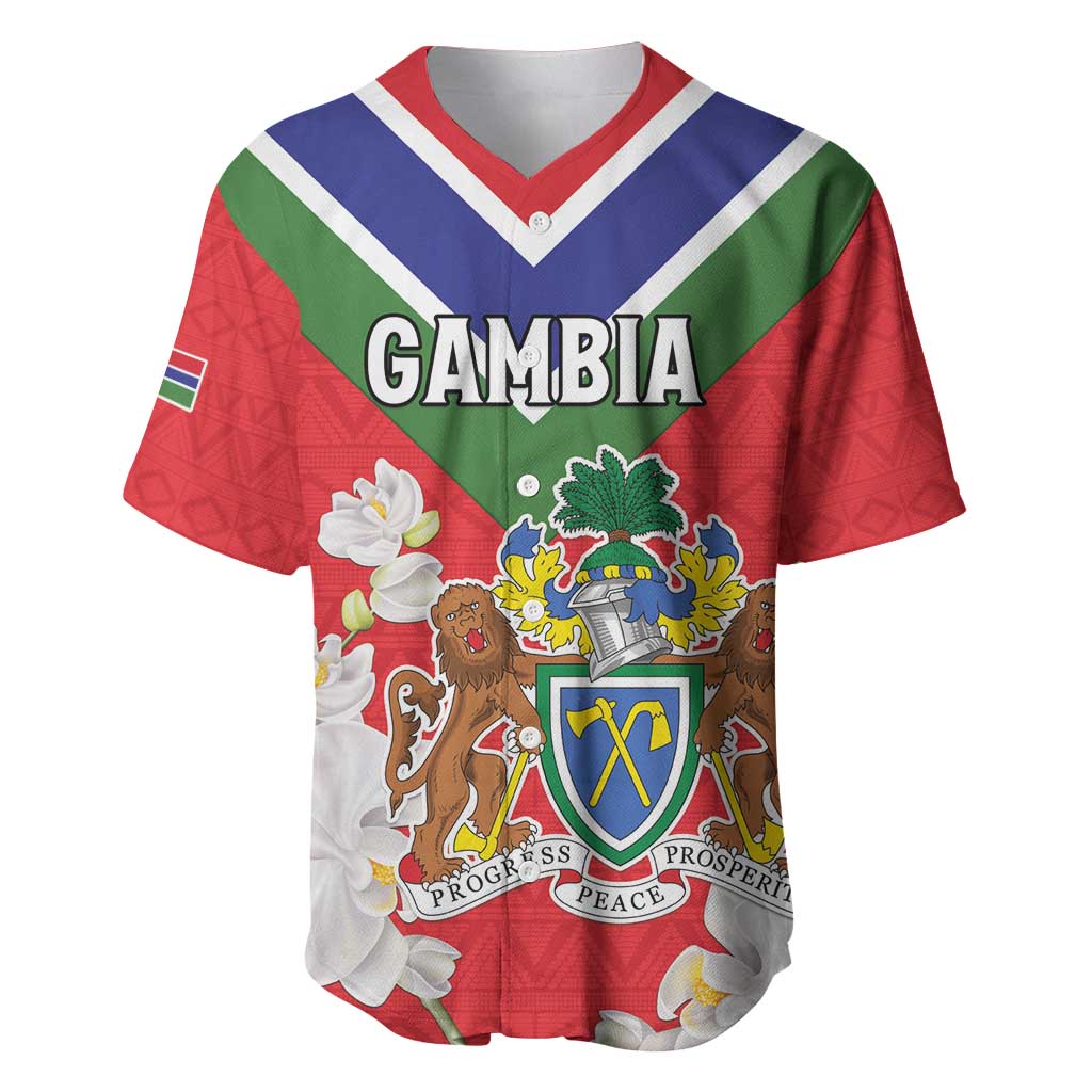 Personalized Gambia Baseball Jersey Coat Of Arms White Variety Orchid