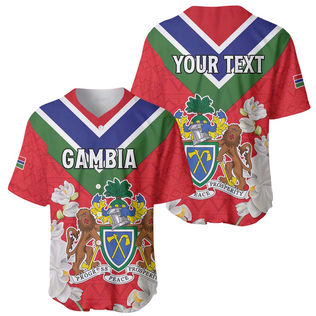 Personalized Gambia Baseball Jersey Coat Of Arms White Variety Orchid