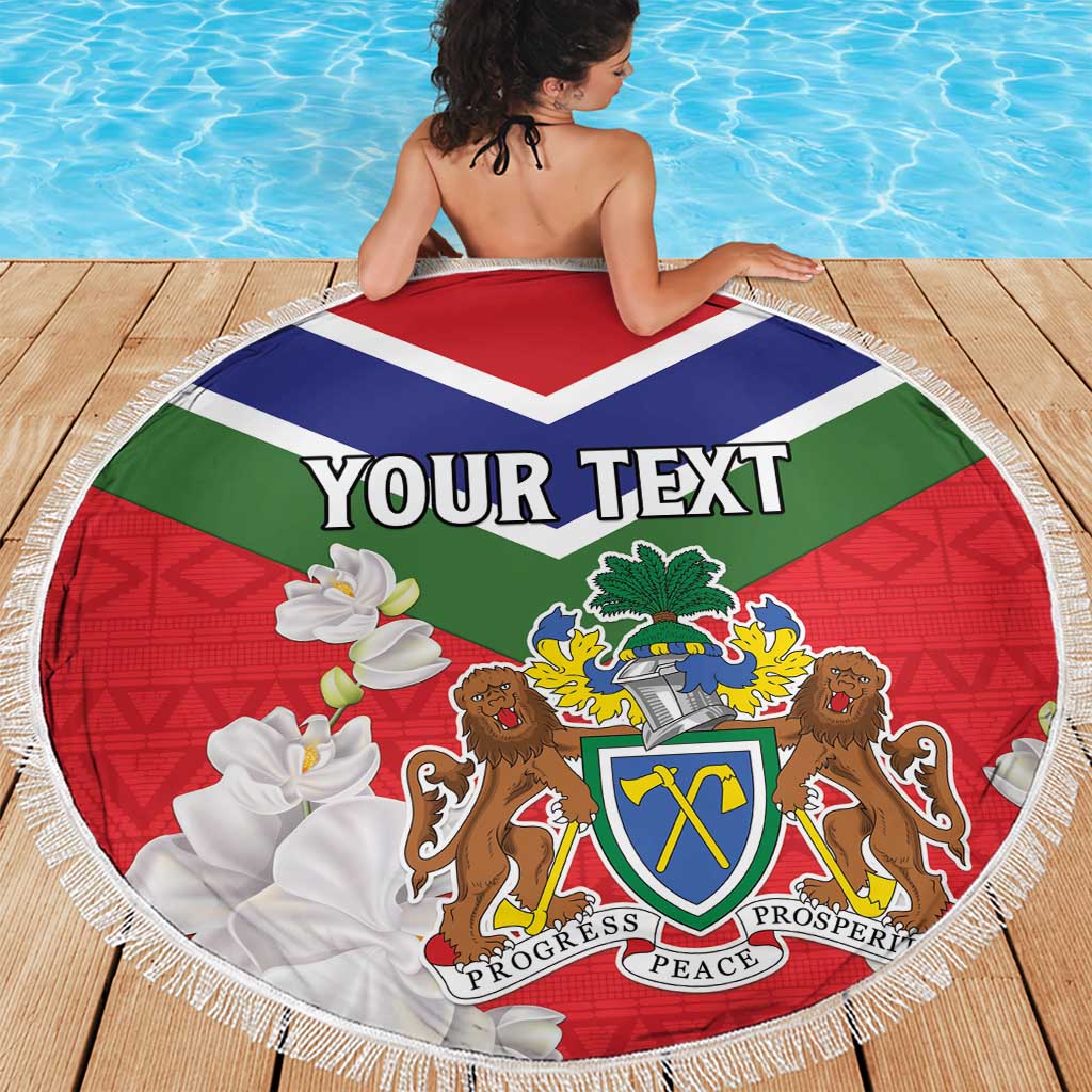Personalized Gambia Beach Blanket Coat Of Arms White Variety Orchid