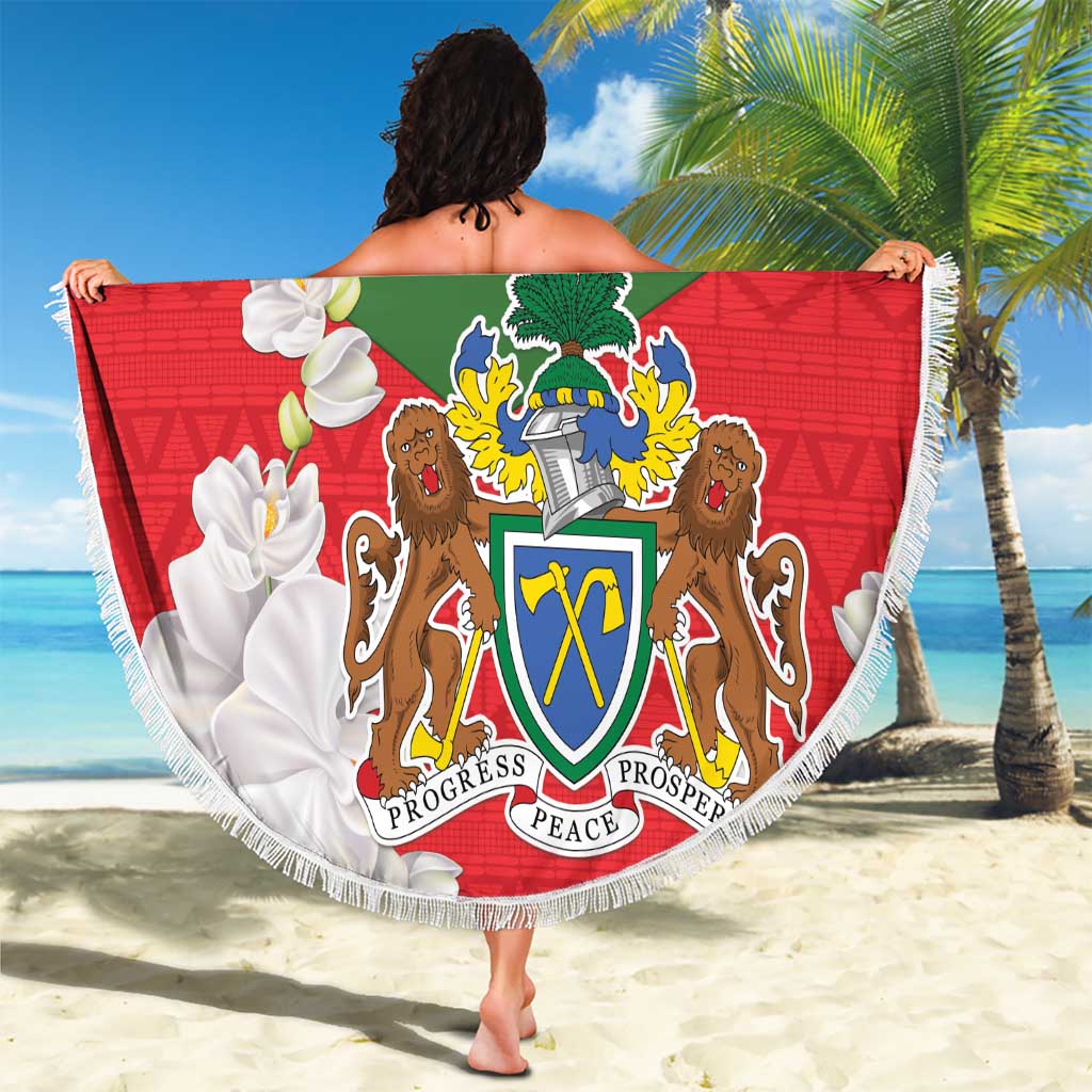 Personalized Gambia Beach Blanket Coat Of Arms White Variety Orchid