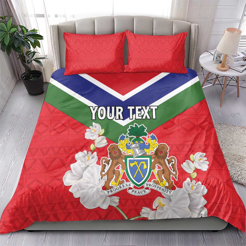 Personalized Gambia Bedding Set Coat Of Arms White Variety Orchid