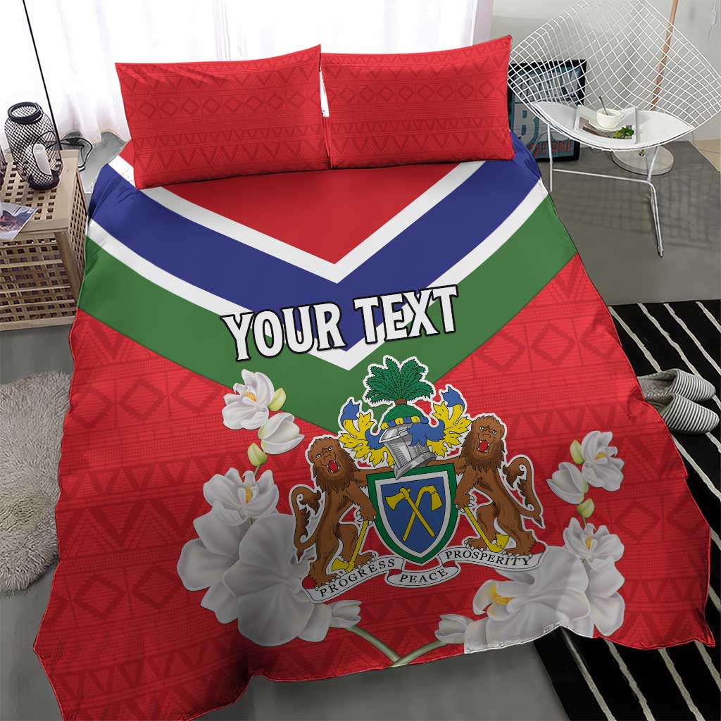 Personalized Gambia Bedding Set Coat Of Arms White Variety Orchid