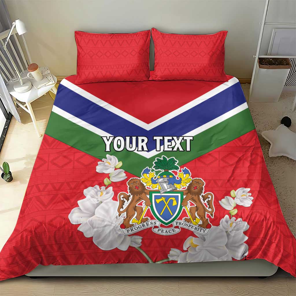 Personalized Gambia Bedding Set Coat Of Arms White Variety Orchid