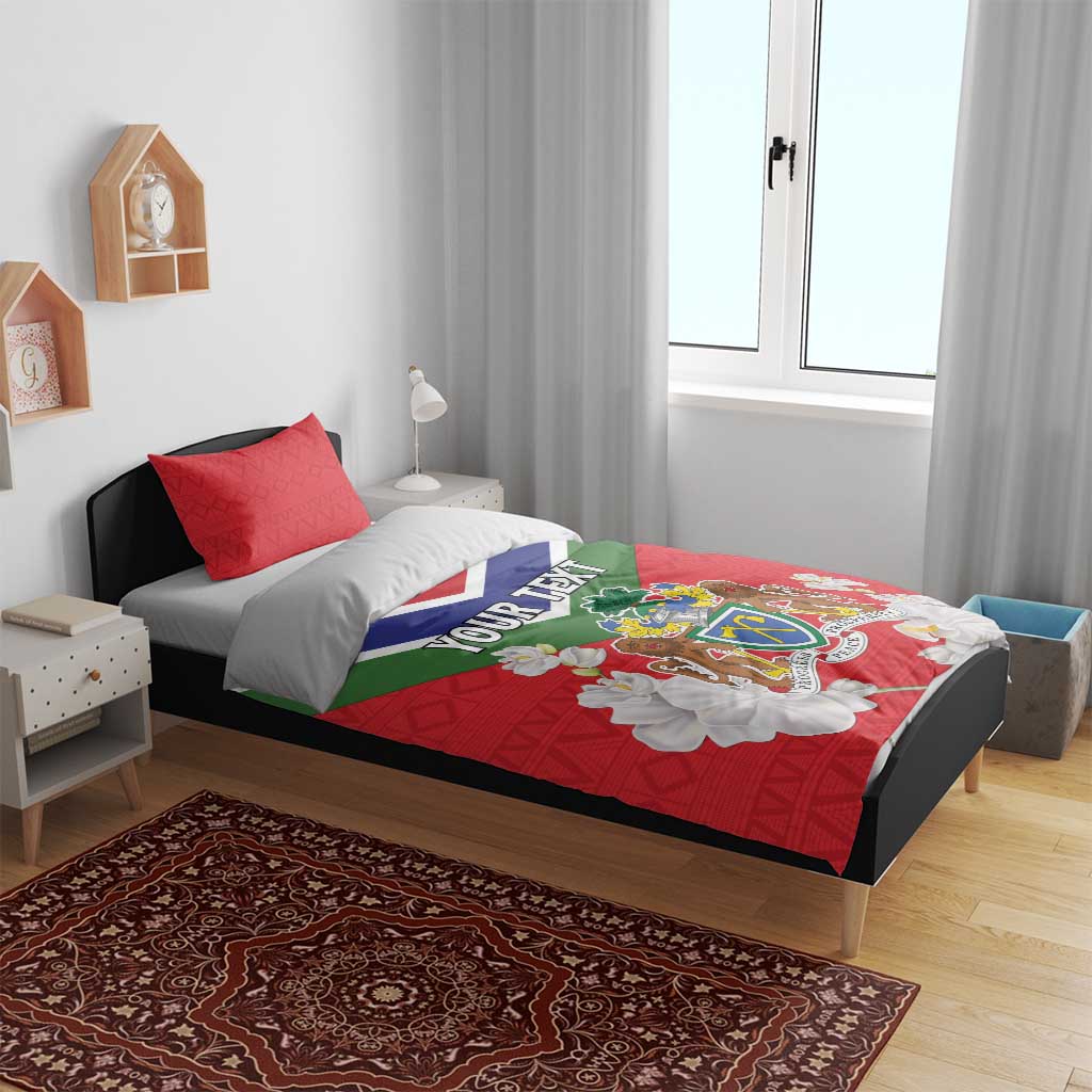 Personalized Gambia Bedding Set Coat Of Arms White Variety Orchid