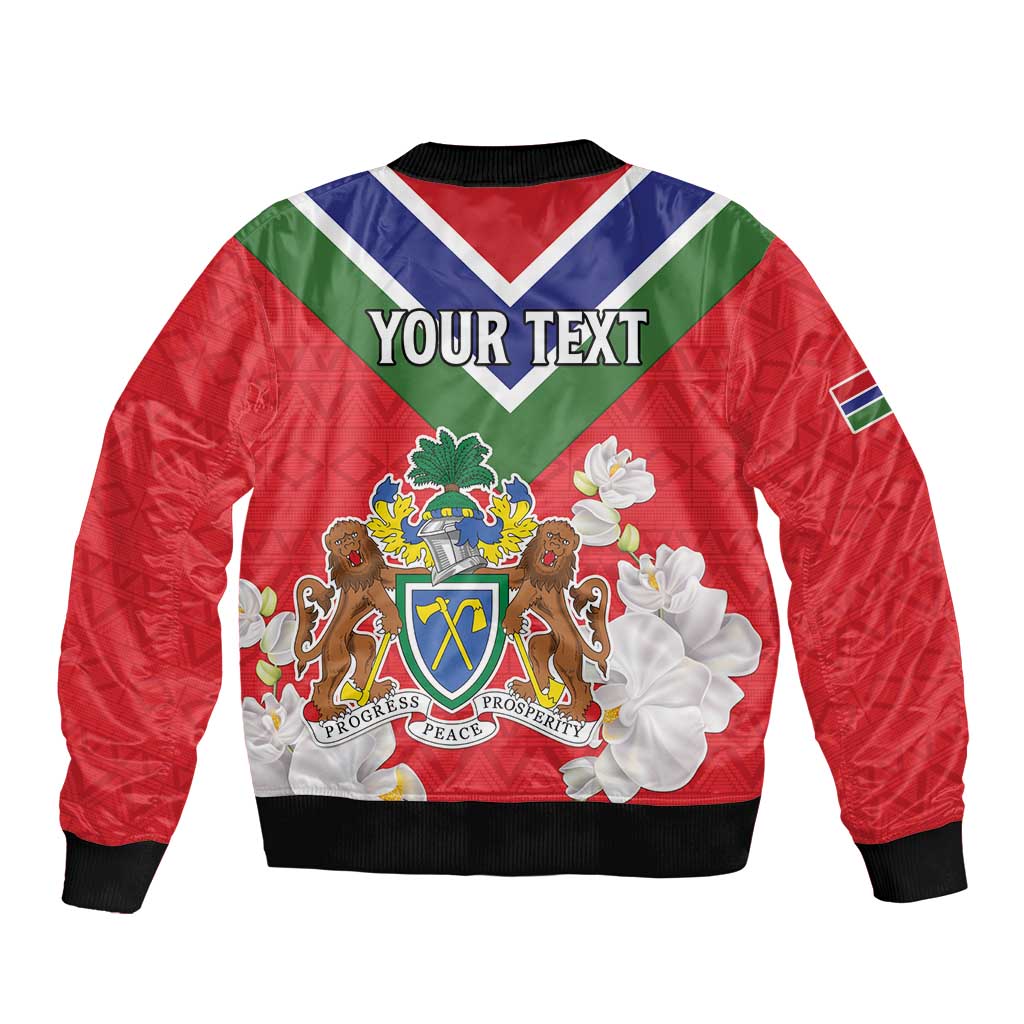 Personalized Gambia Bomber Jacket Coat Of Arms White Variety Orchid