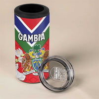 Personalized Gambia 4 in 1 Can Cooler Tumbler Coat Of Arms White Variety Orchid