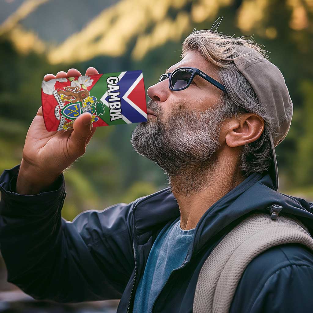 Personalized Gambia 4 in 1 Can Cooler Tumbler Coat Of Arms White Variety Orchid