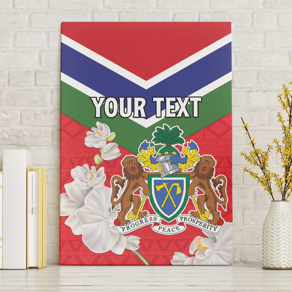 Personalized Gambia Canvas Wall Art Coat Of Arms White Variety Orchid