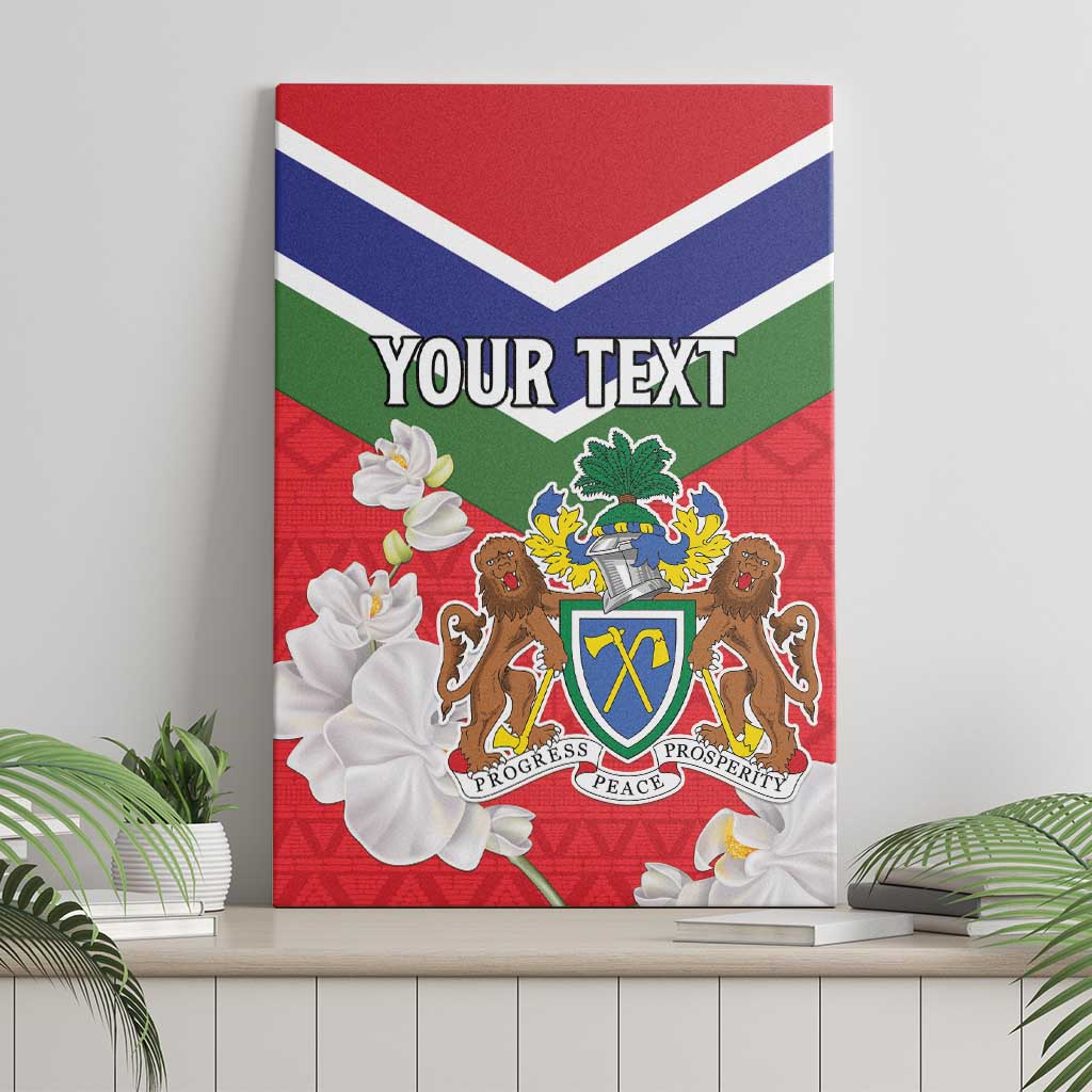 Personalized Gambia Canvas Wall Art Coat Of Arms White Variety Orchid