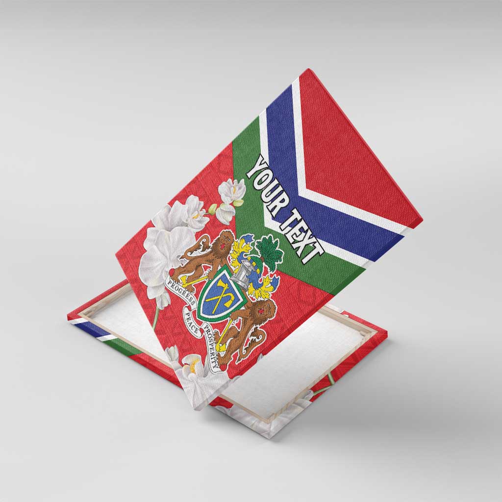 Personalized Gambia Canvas Wall Art Coat Of Arms White Variety Orchid