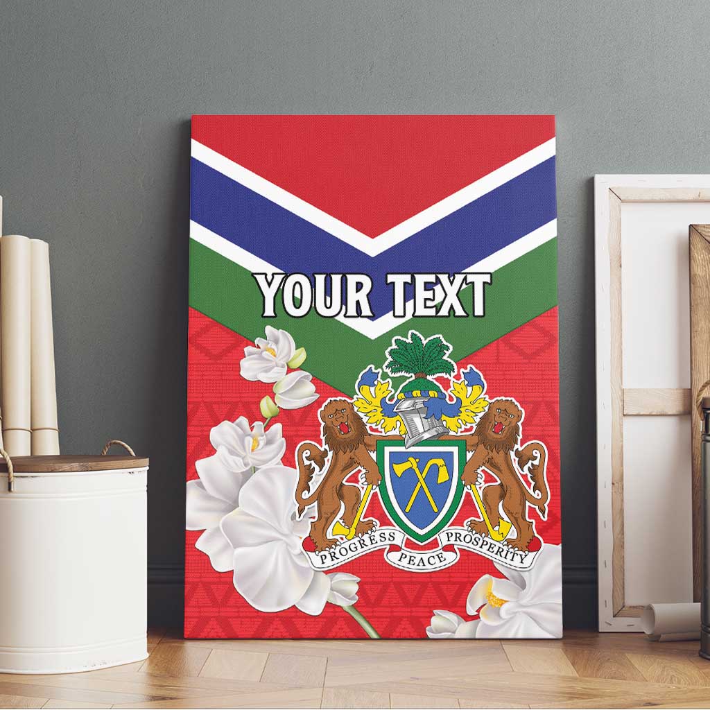 Personalized Gambia Canvas Wall Art Coat Of Arms White Variety Orchid