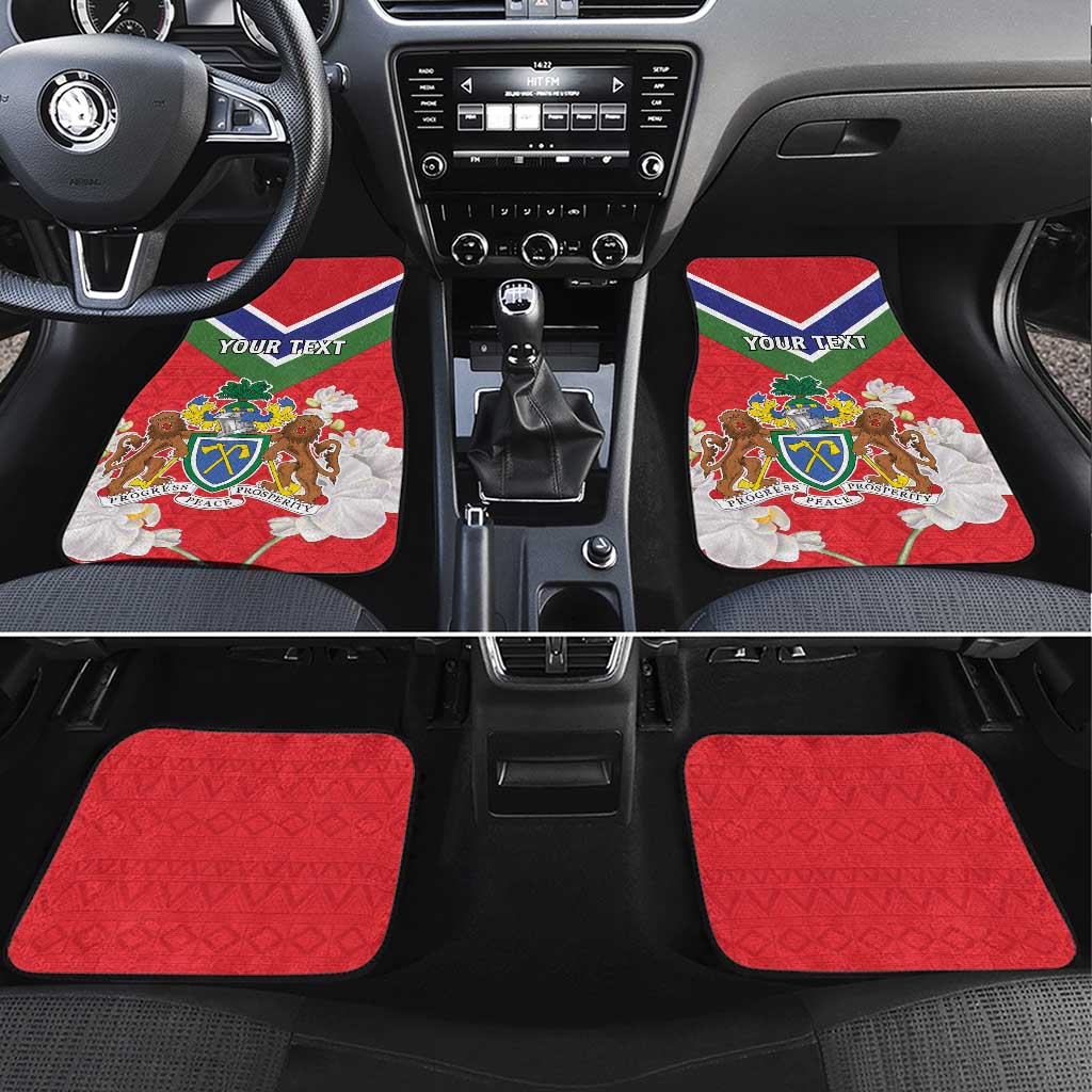 Personalized Gambia Car Mats Coat Of Arms White Variety Orchid