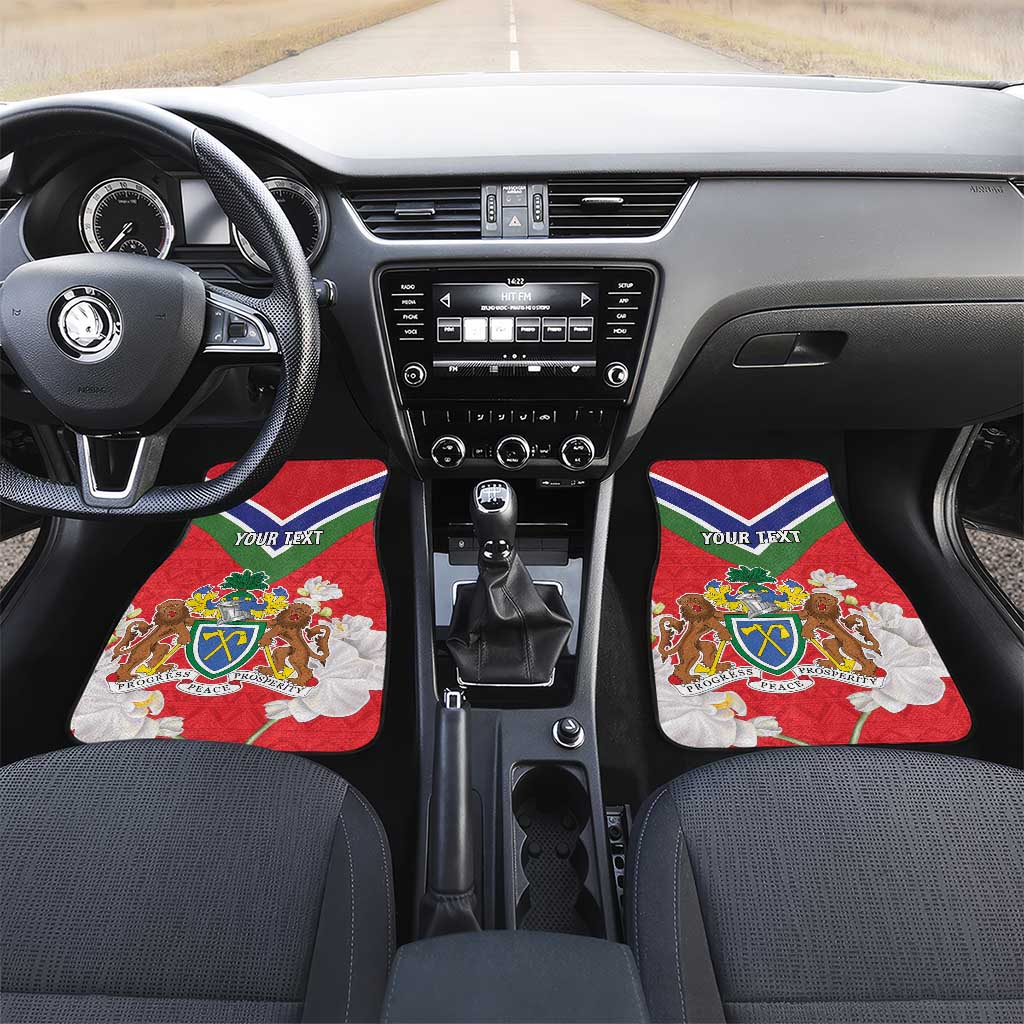 Personalized Gambia Car Mats Coat Of Arms White Variety Orchid