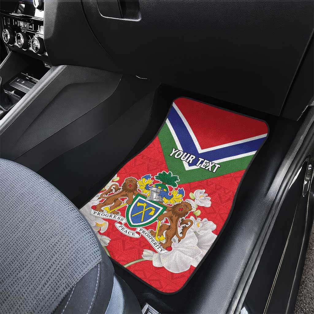 Personalized Gambia Car Mats Coat Of Arms White Variety Orchid