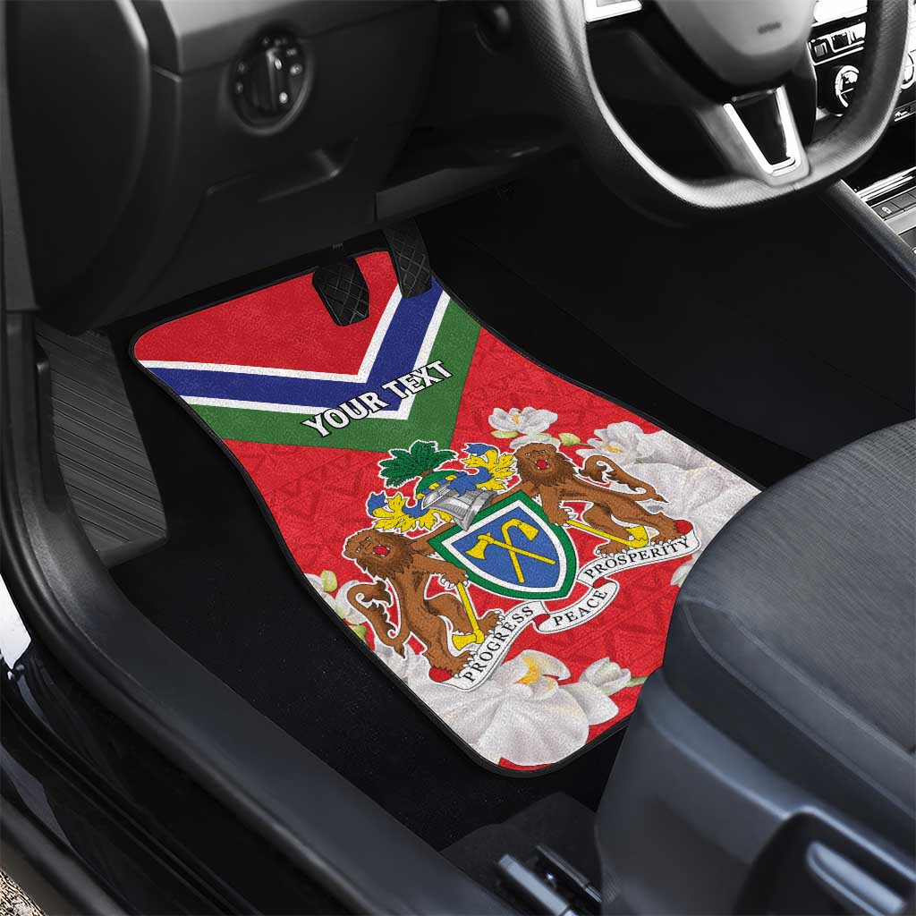 Personalized Gambia Car Mats Coat Of Arms White Variety Orchid