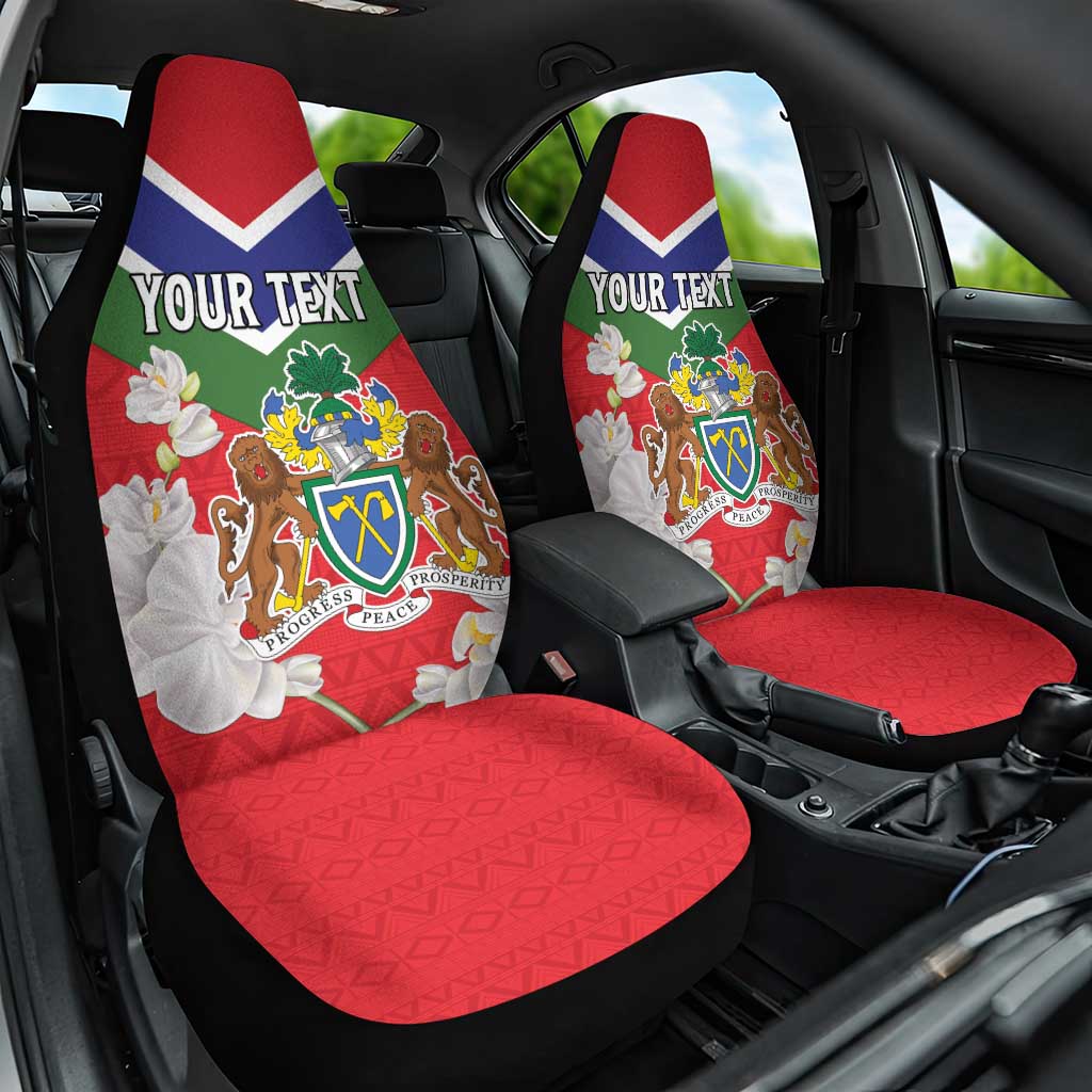 Personalized Gambia Car Seat Cover Coat Of Arms White Variety Orchid