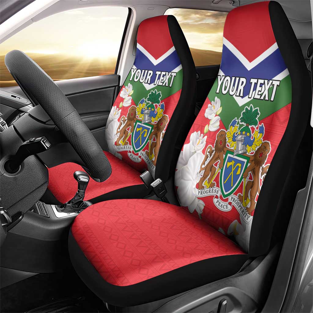 Personalized Gambia Car Seat Cover Coat Of Arms White Variety Orchid