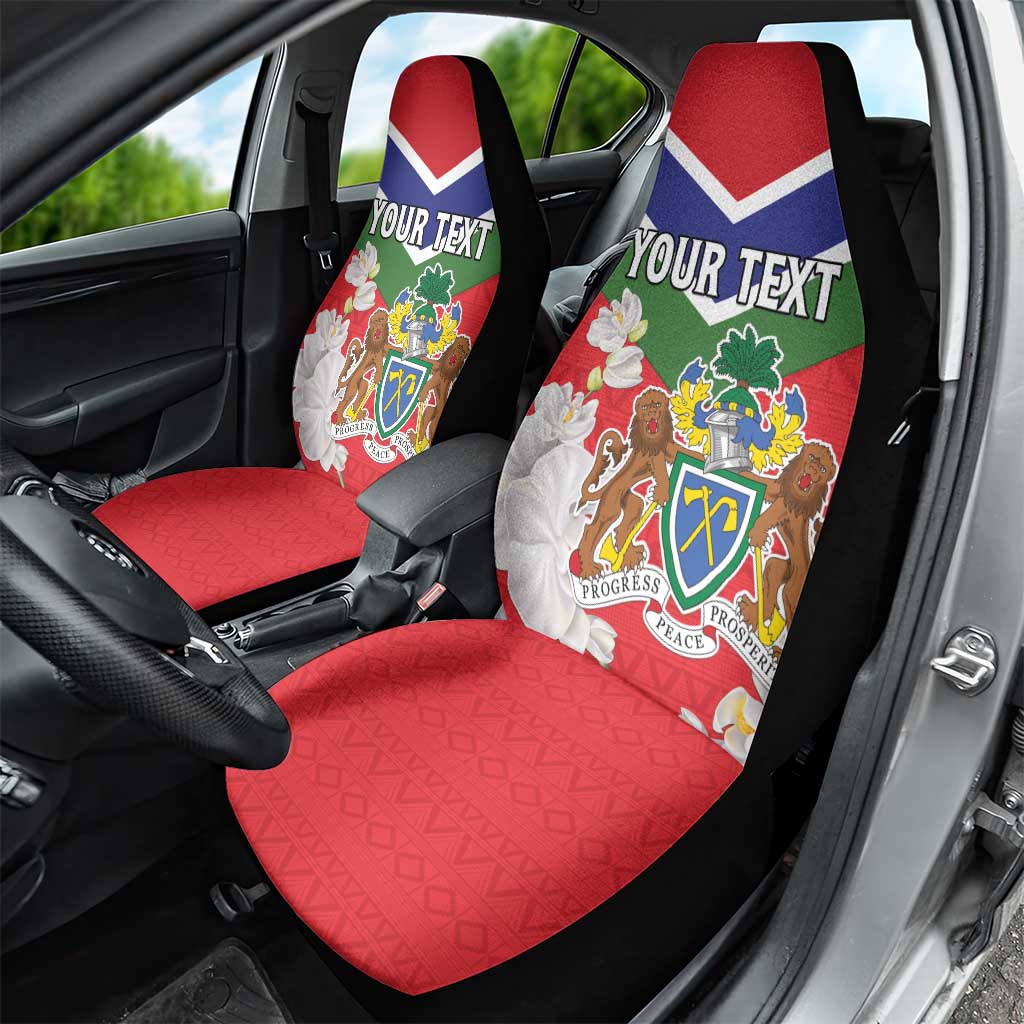 Personalized Gambia Car Seat Cover Coat Of Arms White Variety Orchid