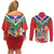 Personalized Gambia Couples Matching Off Shoulder Short Dress and Long Sleeve Button Shirt Coat Of Arms White Variety Orchid