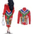 Personalized Gambia Couples Matching Off The Shoulder Long Sleeve Dress and Long Sleeve Button Shirt Coat Of Arms White Variety Orchid