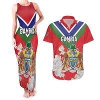 Personalized Gambia Couples Matching Tank Maxi Dress and Hawaiian Shirt Coat Of Arms White Variety Orchid